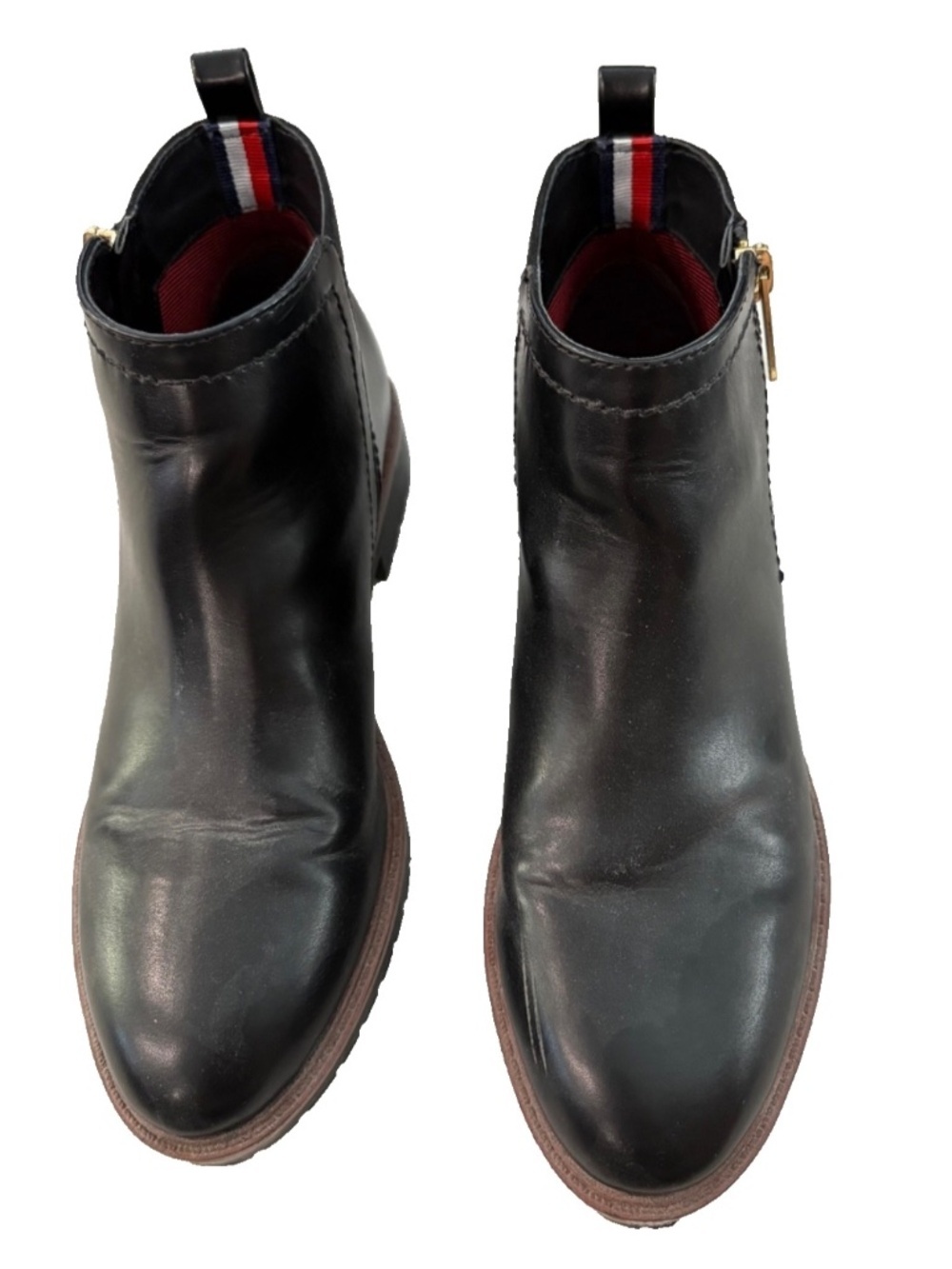 Tommy Hilfiger Fawn 2 Black Faux Leather Ankle Booties Women's Size 6.5 EUC